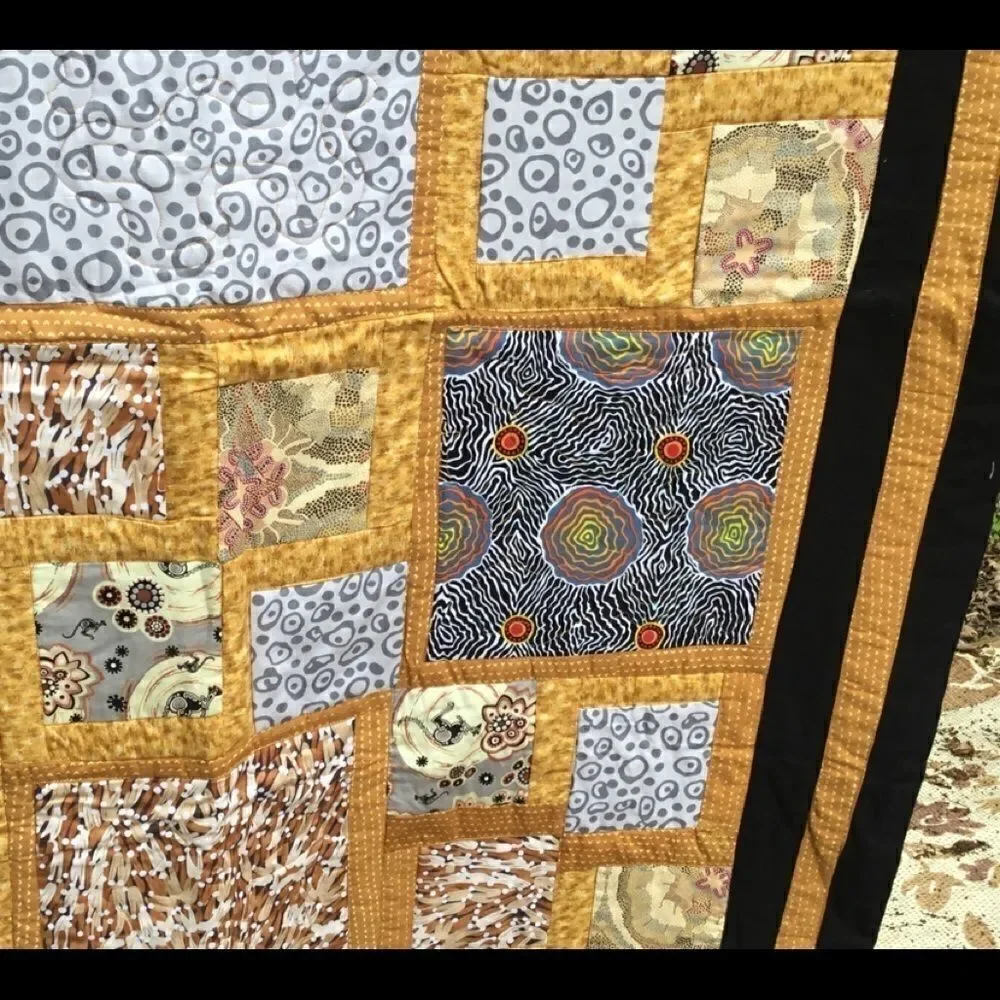 NWT Hand Crafted Quilted Aboriginal Fabrics Quilt